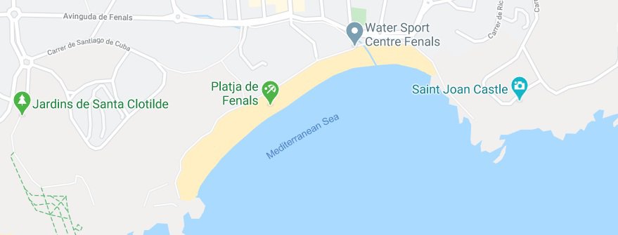 Fenals strand in Lloret de Mar op de kaart
